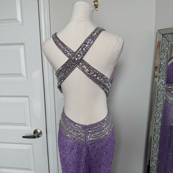 Vintage 100% silk Elegant Purple Gown crystal fairycore luxury glam 4 prom - Picture 11 of 15